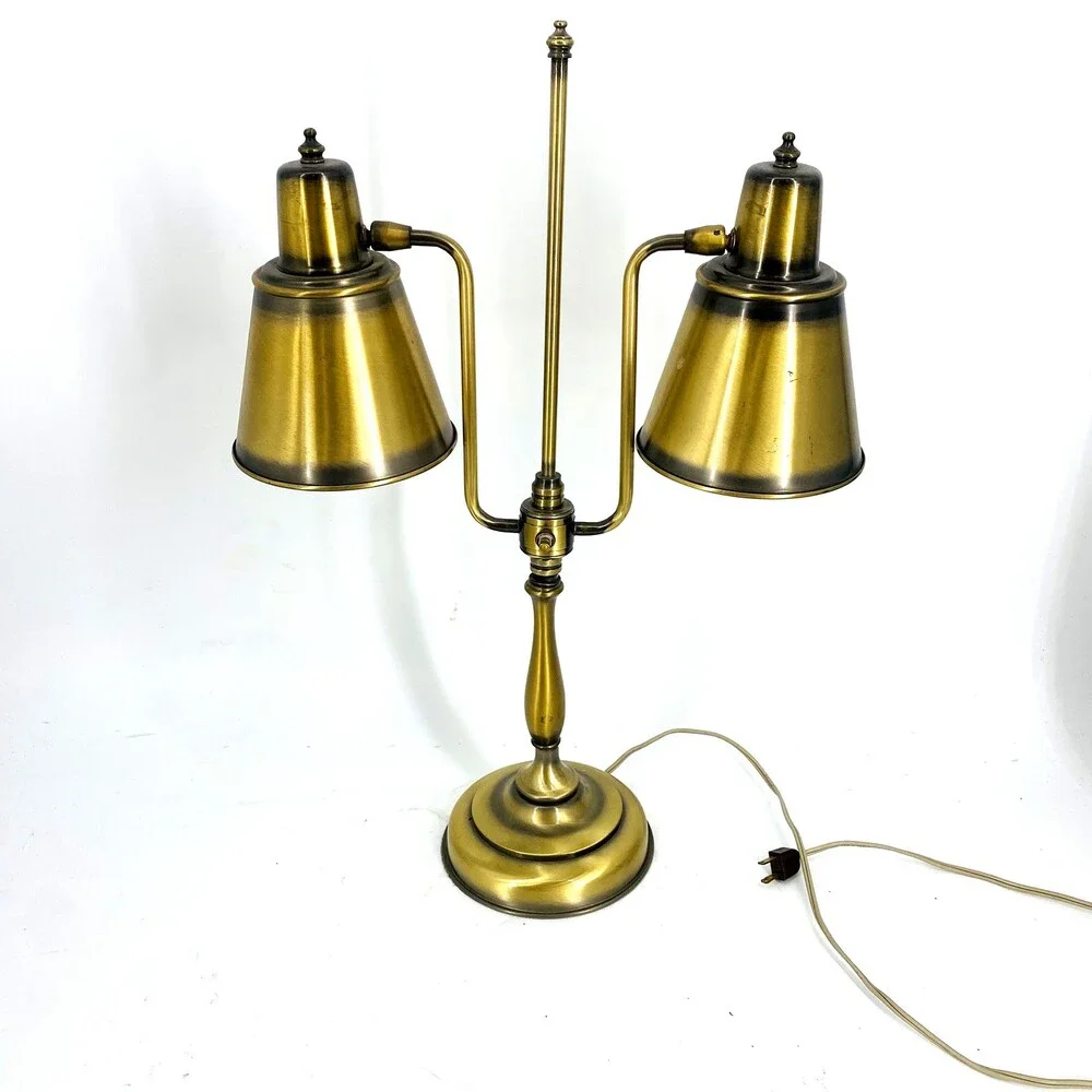 Vintage Three Way Brass Table Lamp Task Lighting Student Desk Lamp Works!
